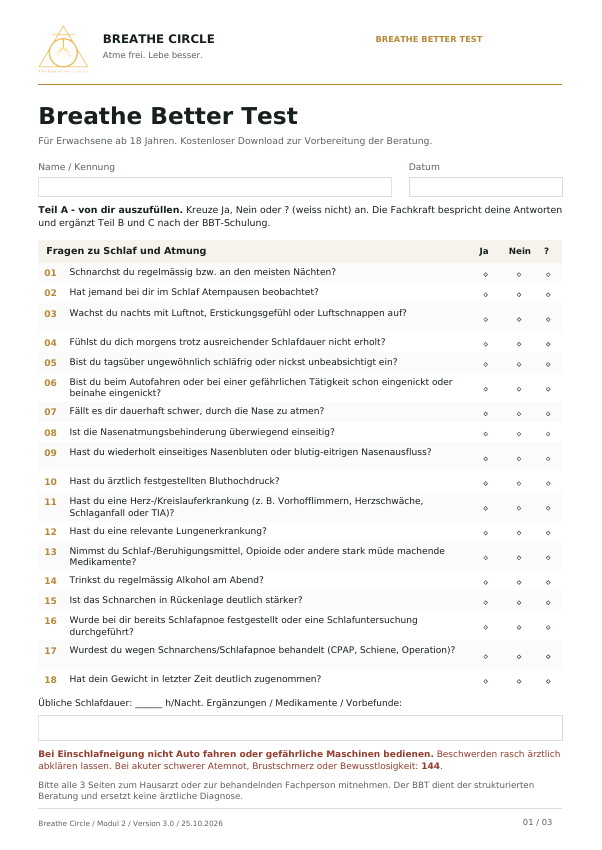 Breathe Better Test Patientenblatt